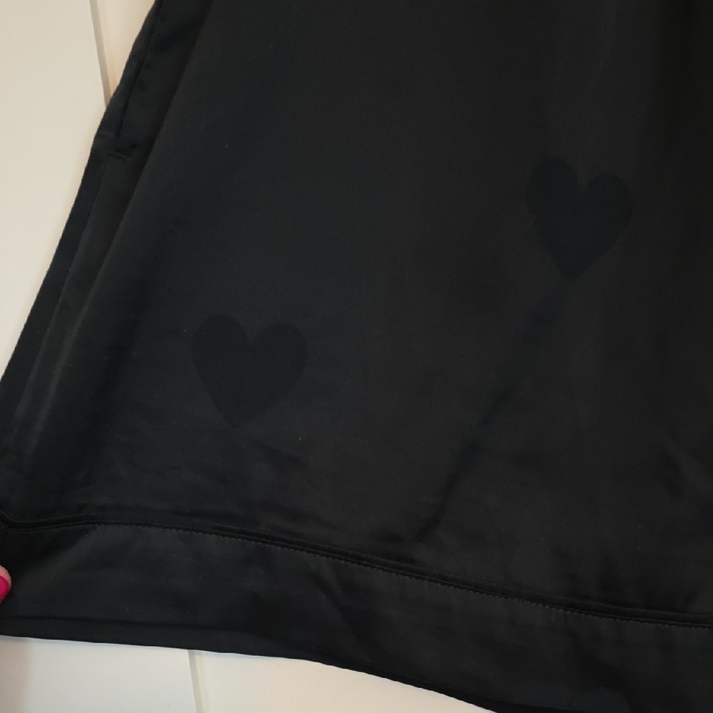 nuuds Black Heart-Print Satin Pajama Top & Shorts Set - Picture 7 of 7